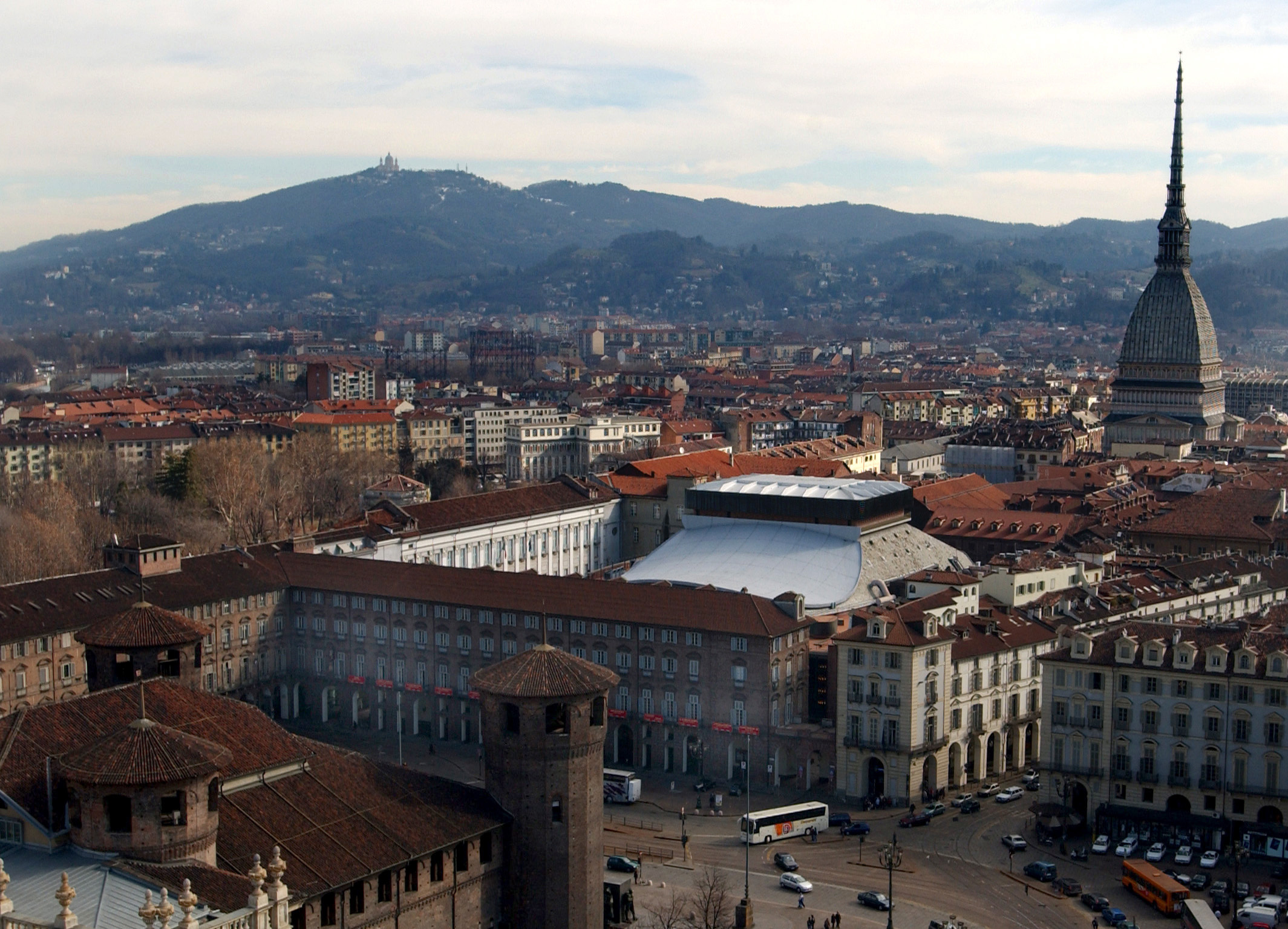 The architectural context of the theatre, facing Piazza Castello