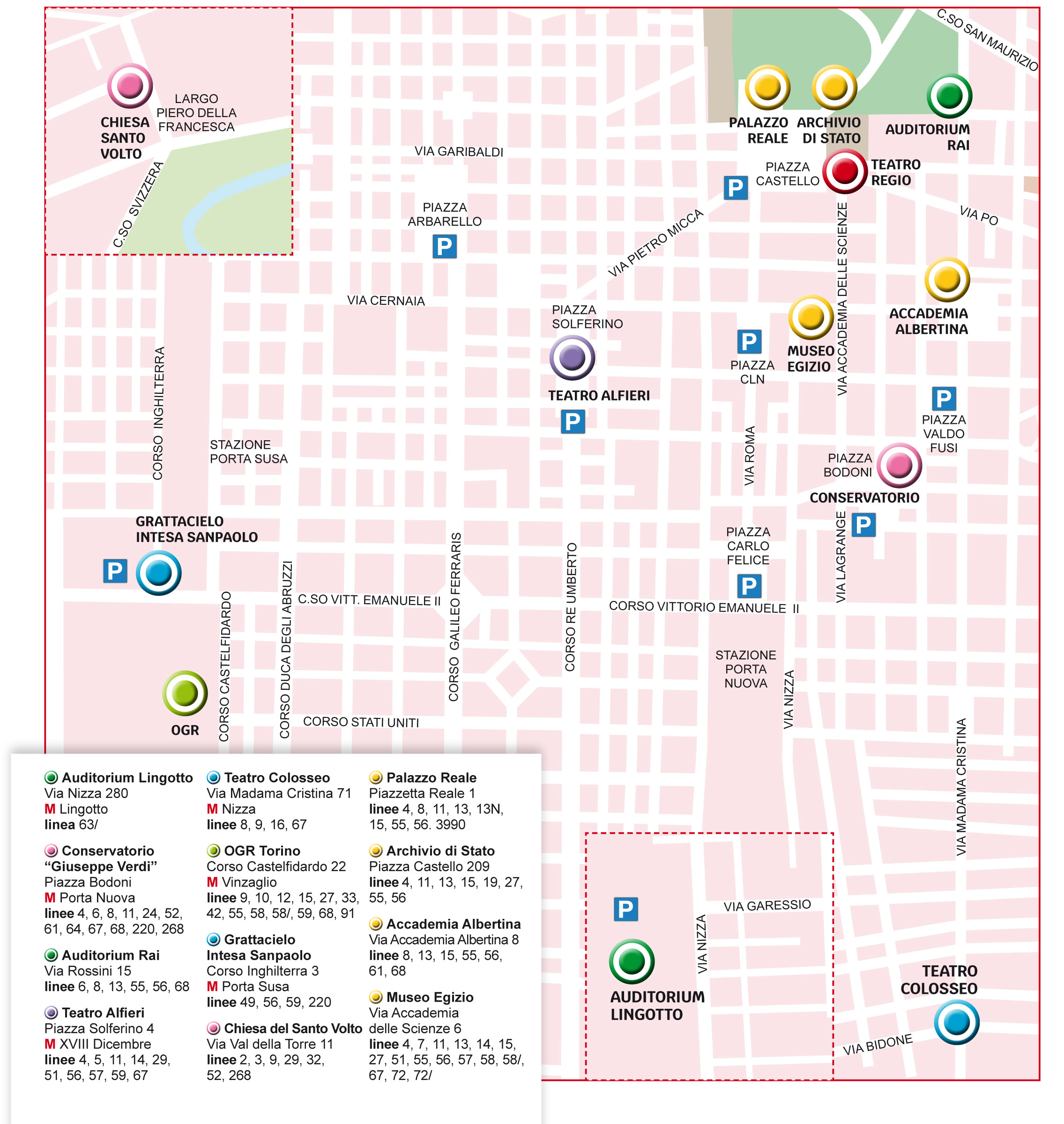 The map of the sites of shows and exhibitions