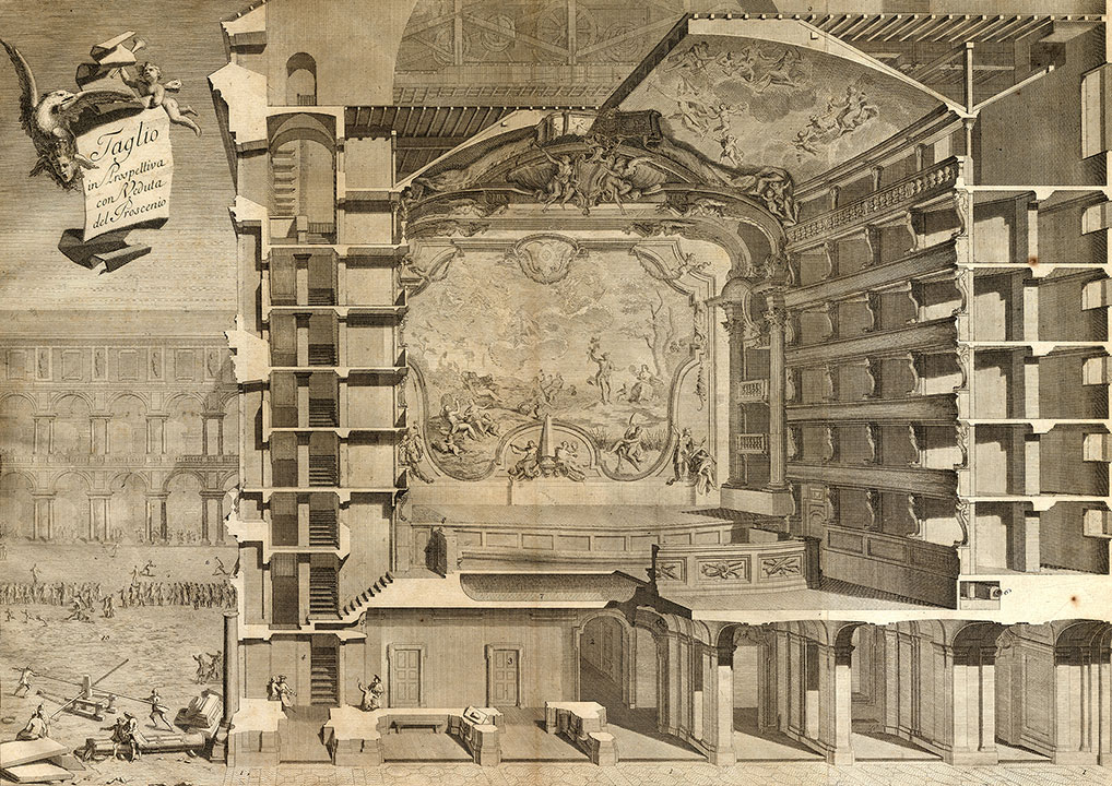 Benedetto Alfieri, Perspective cross section of Teatro Regio